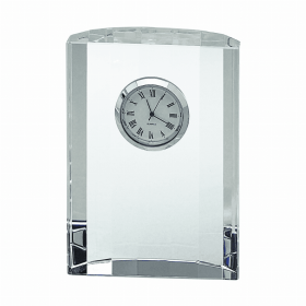 Optic Crystal Semi-Circular Clock, 4.5"