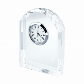 Optic Crystal Arched Clock, 3.75" X 3.25