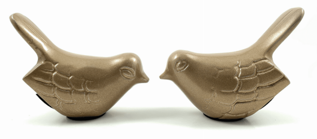 Vibhsa Bird Figurine of Health and Happiness Gold (Set of 2, 3.5"L)