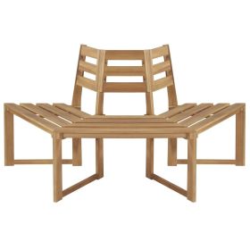 Tree Bench Half-hexagonal 63" Solid Acacia Wood