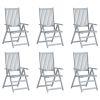 Patio Reclining Chairs 6 pcs Gray Solid Acacia Wood