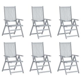 Patio Reclining Chairs 6 pcs Gray Solid Acacia Wood