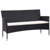 5 Piece Patio Lounge Set With Cushions Poly Rattan Black