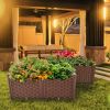 Plastic Raised Garden Bed, Set of 4 Planter Grow Boxes 15" H for Indoor & Outdoor Vegetable Fruit Flower Herb Growing Box