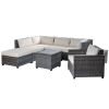 8 Piece Rattan Sectional Seating Group with Cushions;  Patio Furniture Sets;  Outdoor Wicker Sectional