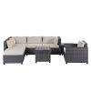 8 Piece Rattan Sectional Seating Group with Cushions;  Patio Furniture Sets;  Outdoor Wicker Sectional