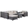 8 Piece Rattan Sectional Seating Group with Cushions;  Patio Furniture Sets;  Outdoor Wicker Sectional