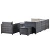 8 Piece Rattan Sectional Seating Group with Cushions;  Patio Furniture Sets;  Outdoor Wicker Sectional