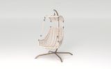 Swing Egg Chair with Stand Indoor Outdoor, UV Resistant Cushion Hanging Chair with Cup Holder, Anti-Rust with Wicker Rattan Frame 350lbs Capacity Hamm