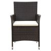 Patio Chairs with Cushions 4 pcs Poly Rattan Brown