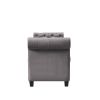 Dark Grey, Solid Wood Legs Velvet Rectangular Sofa Bench with Attached Cylindrical Pillows