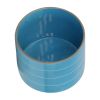 8" STRIPED PLANTER W/ WOOD STAND, SKYBLUE