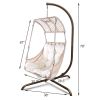 Swing Egg Chair with Stand Indoor Outdoor, UV Resistant Cushion Hanging Chair with Cup Holder, Anti-Rust with Wicker Rattan Frame 350lbs Capacity Hamm