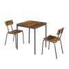 Dining table and chair set; breakfast table with 2 chairs; curved cushion and backrest; fit the human body; more comfortable(Rustic Brown; 26''w x 26'