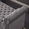 Dark Grey, Solid Wood Legs Velvet Rectangular Sofa Bench with Attached Cylindrical Pillows
