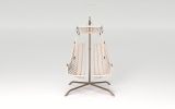 Swing Egg Chair with Stand Indoor Outdoor, UV Resistant Cushion Hanging Chair with Cup Holder, Anti-Rust with Wicker Rattan Frame 350lbs Capacity Hamm