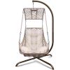 Swing Egg Chair with Stand Indoor Outdoor, UV Resistant Cushion Hanging Chair with Cup Holder, Anti-Rust with Wicker Rattan Frame 350lbs Capacity Hamm