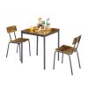 Dining table and chair set; breakfast table with 2 chairs; curved cushion and backrest; fit the human body; more comfortable(Rustic Brown; 26''w x 26'