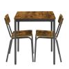 Dining table and chair set; breakfast table with 2 chairs; curved cushion and backrest; fit the human body; more comfortable(Rustic Brown; 26''w x 26'