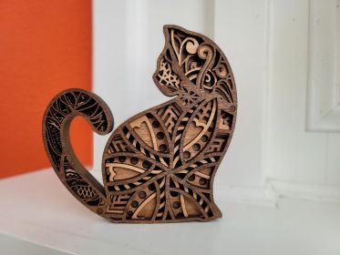 Wood Cat Figurine Handcrafted Cat Sculpture (Option: Style1-15cm)