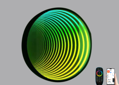 Modern Creative Abyss Melaleuca Mirror Colorful Wall Lamp Octagon (Option: D-UK-50cm)