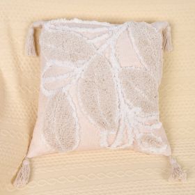 Throw Pillow Leaf Home Living Room Sofa Bed Cushion Tufted Throw Pillowcase (Option: Leaf beige-45x45cm)