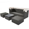 Outdoor Patio Rectangle Daybed with Retractable Canopy;  Wicker Furniture Sectional Seating with Washable Cushions;  Backyard;  Porch