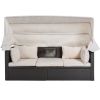 Outdoor Patio Rectangle Daybed with Retractable Canopy;  Wicker Furniture Sectional Seating with Washable Cushions;  Backyard;  Porch
