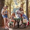 All Weather Outdoor Picnic Table Bench Set with Metal Base Wood