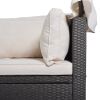 Outdoor Patio Rectangle Daybed with Retractable Canopy;  Wicker Furniture Sectional Seating with Washable Cushions;  Backyard;  Porch