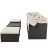 Outdoor Patio Rectangle Daybed with Retractable Canopy;  Wicker Furniture Sectional Seating with Washable Cushions;  Backyard;  Porch